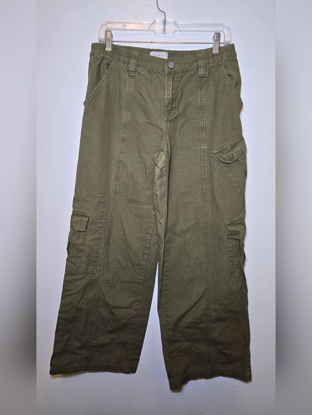 PacSun Women's Size Medium Green Low Rise Puddle Wide Leg Cargo Pants Y2K